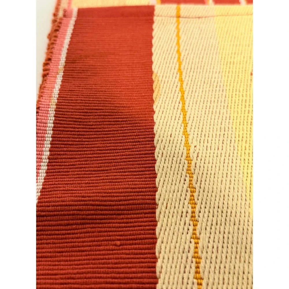 Martha Stewart Collection Cotton Table Placemats Red‎ Yellow Stripe Woven